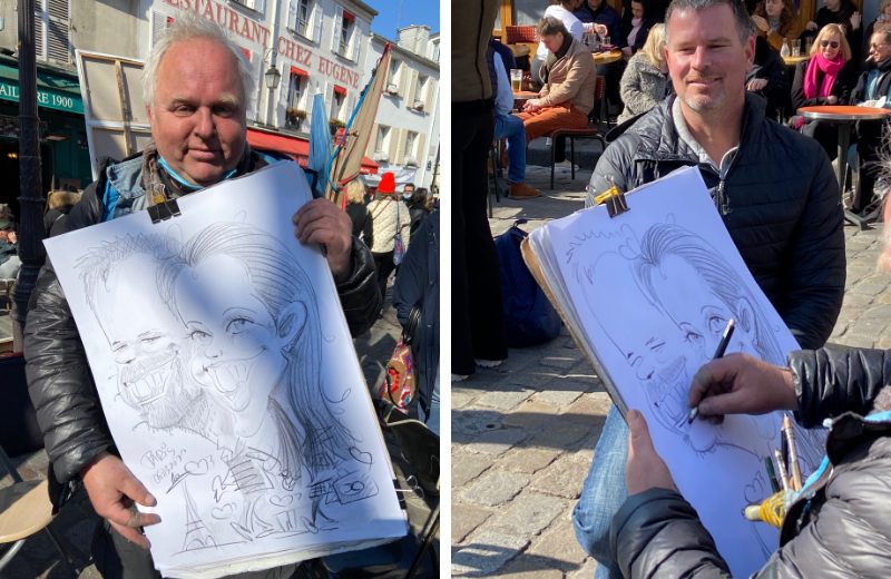 For a second stop, a couple blocks over from the basilica sits Place du Tertre, a plaza or square where artists congregate. This is a fun place to sit to have your portrait drawn or painted, or have a little fun and get a caricature drawn of yourself.