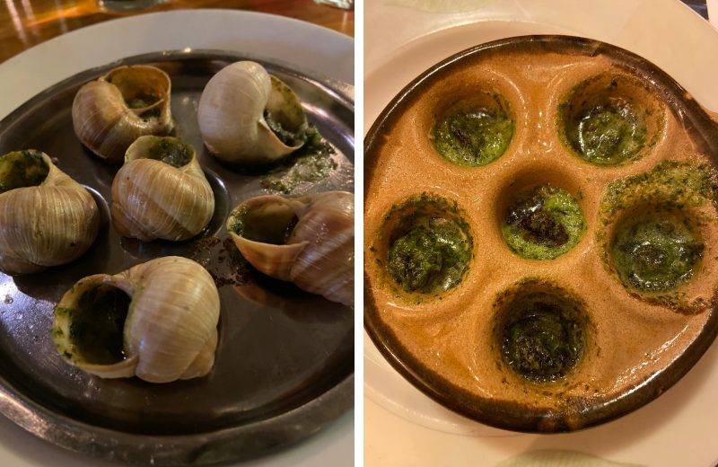 Some restaurants in Paris serve snails in the shell and others serve them outside the shells, either way, they are quite tasty and deserve a chance.