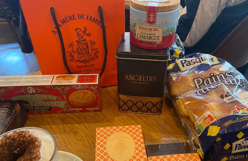Monoprix Grocery Stores in Paris are a perfect place to grab some edible gifts to take home including hot cocoa mis and pain au lait pastries.