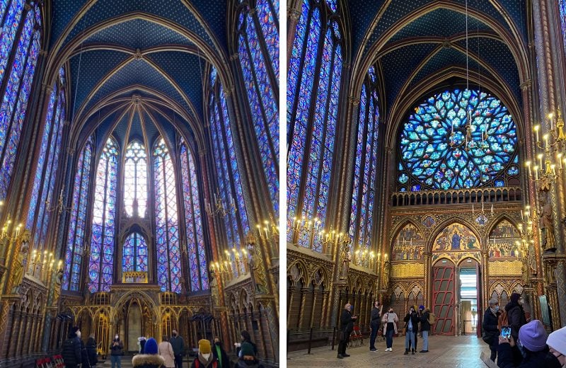 At Sainte Chapelle, you'll see a Gothic style chapel with beautiful stain-glass windows. 