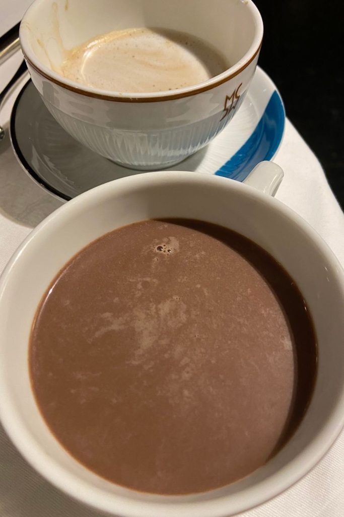 Chocolat chaud is French hot chocolate and you can find chocolate chaud everywhere. It's richer and not as sweet as the American counterpart, and is definitely a must try if you are a fan.