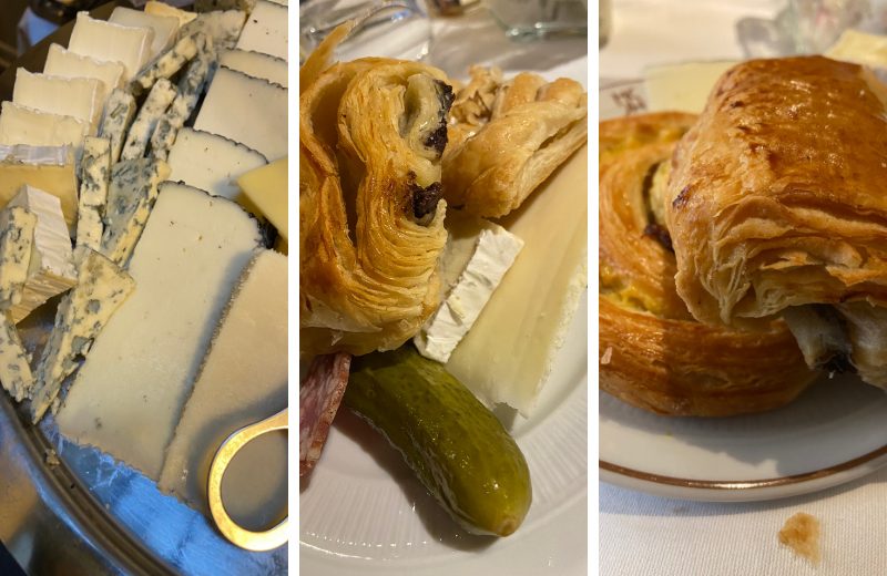 Hotel breakfasts in France usually come with lots of options like cheeses, meats and pastries.