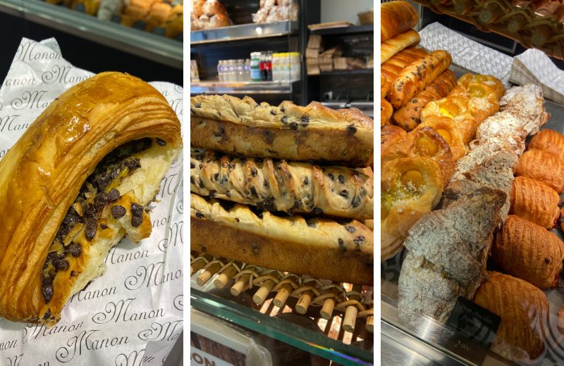 Pastries in France are amazing, including Le Pepito, breads with chocolate chips and croissant.