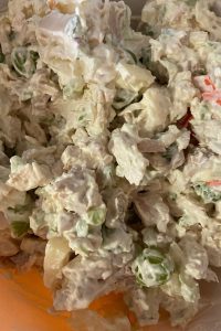 Grandma Betty's Chicken Salad Recipe in my opinion is the best Chicken Salad ever!  With green grapes and pineapple for sweetness and celery and slivered almonds for crunchiness, you'll jazz up a rotisserie chicken in the most delicious way possible.