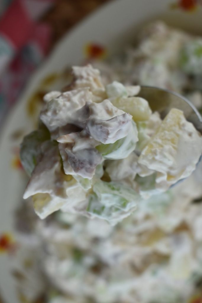 This best chicken salad is extra creamy because the recipe includes both mayonnaise and sour cream.