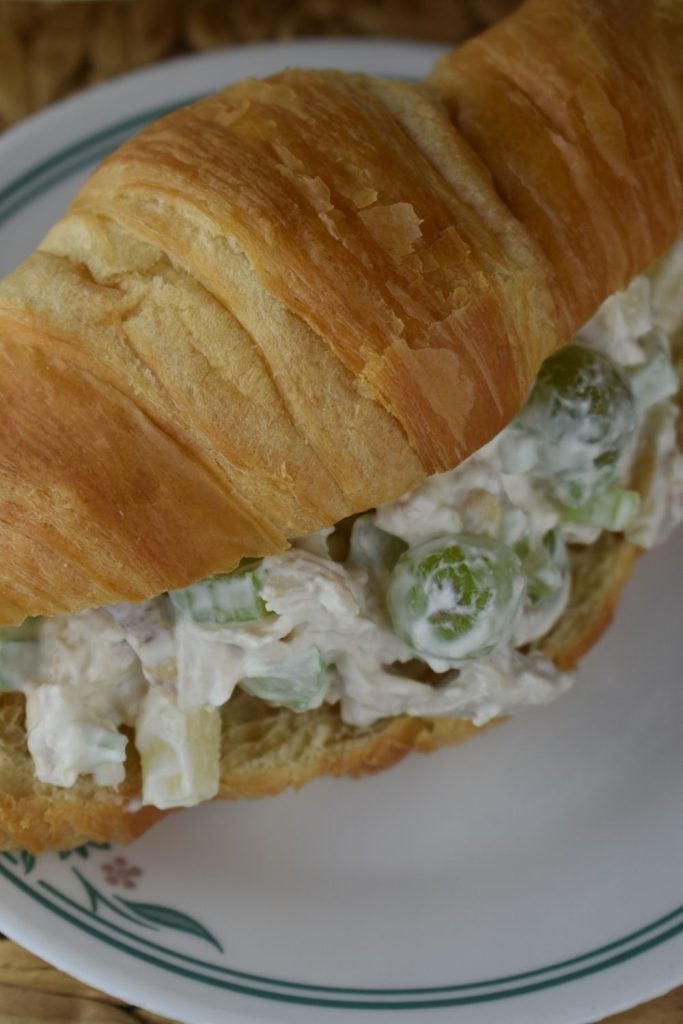The best chicken salad can be served several different ways including as a sandwich using a croissant.
