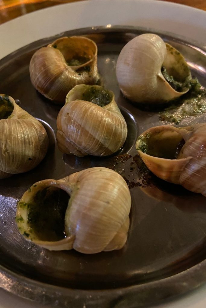 If you've yet to try escargot (snails) in France, take the opportunity to try Burgundy snails. Between the butter and garlic, you won't even notice any flavor from the snails.