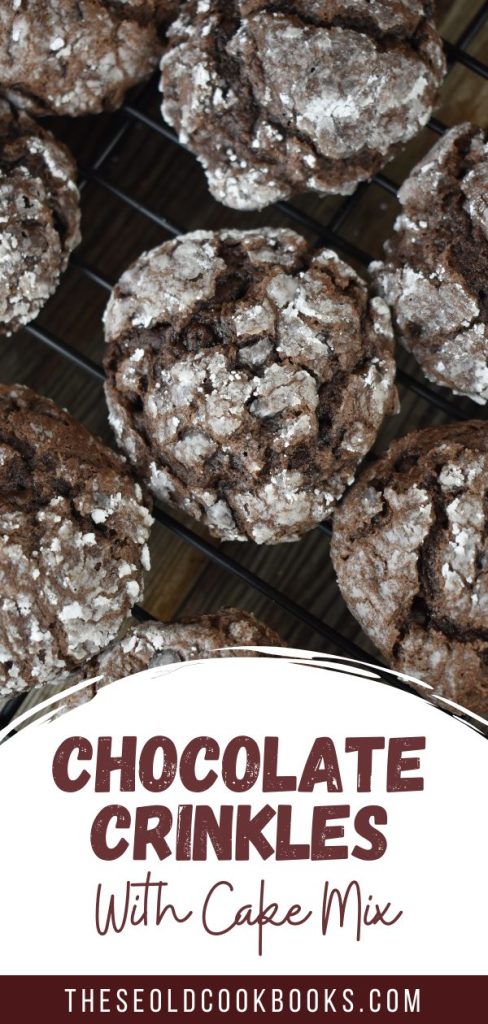 Chocolate Cake Mix Crinkle Cookies is a recipe that uses chocolate cake mix and cream cheese.  This shortcut recipe is a cross between a classic crinkle cookie and a gooey butter cake. Plus, an extra helping of mini chocolate chips makes these a double chocolate delight. 