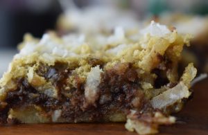 Coconut Chocolate Chip Dream Bars is a classic recipe for a microwave bar cookie.  Using the microwave is an easy and quick way to make dessert without heating up the kitchen.