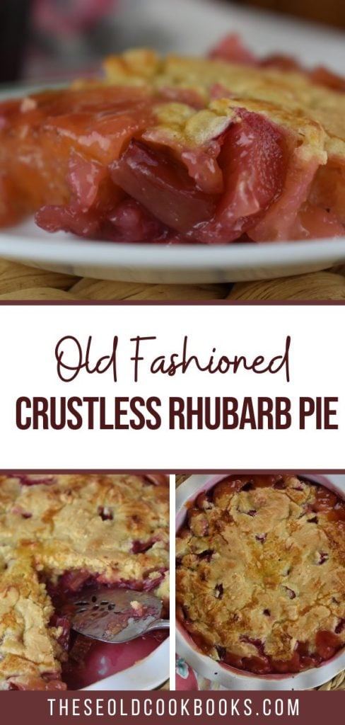 No Crust Rhubarb Pie is everything you love about old fashioned rhubarb pie without the crust. Instead, an easy sweet dough is spread over top.