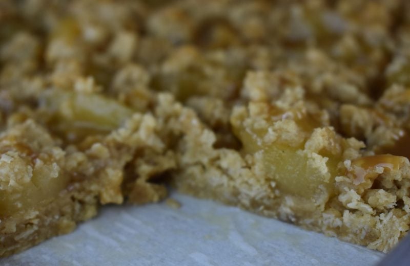 Take a pan of these caramel apple crisp bars to your next pitch-in and everyone will be asking for the recipe.