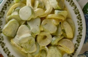 Old Fashioned Creamy Cucumber Salad is a simple summer salad featuring crisp cucumbers and sliced onions.  This creamy cucumbers recipe has mayo but no vinegar.