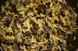 Ground Beef and Noodles is a hands-down favorite dinner for kids.  This recipe for hamburger and noodles could not be any easier to make, and it gets gobbled up in no-time. Save this to your quick ground beef dinner recipe box.