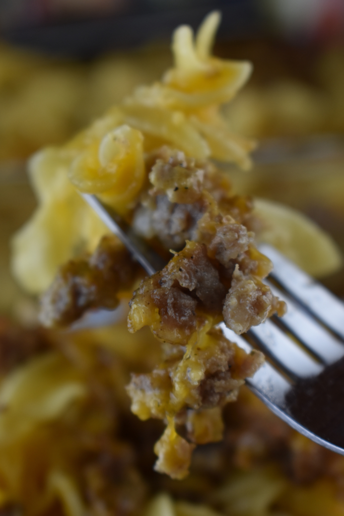 Every forkful of this easy ground sausage casserole is filled with flavor.