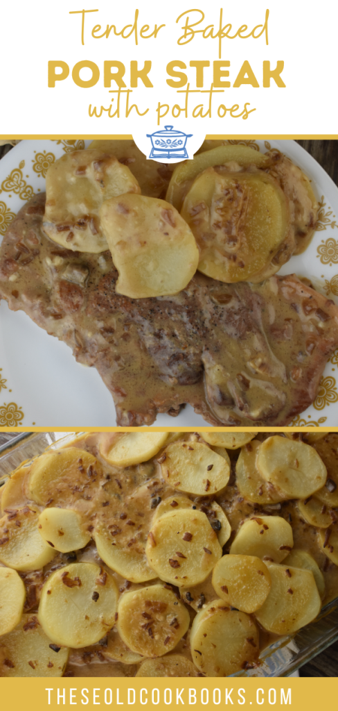 Pork Steak and Gravy makes a juicy pork steak using the oven.  This smothered pork steak and potatoes is an easy pork steak recipe for any night of the week. 
