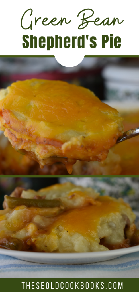 Green bean shepherd's pie is an easy recipe using a couple of common canned foods - green beans and tomato soup.