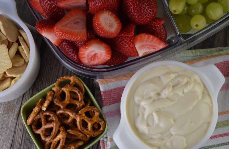 Make your own easy sour cream fruit dip with 2 ingredients. You only need sour cream and brown sugar to make this sweet and tangy dip. It's the perfect dip for any type of fruit, pretzels, graham crackers, and animal crackers.