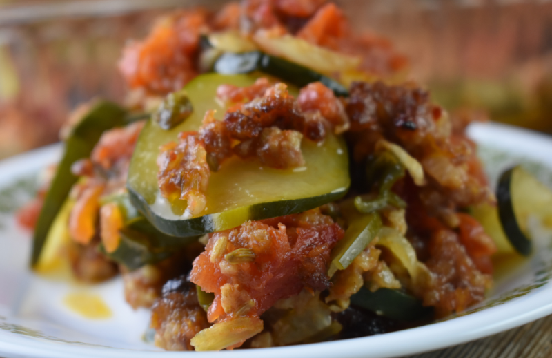 This Zucchini Sausage Casserole is a delicious and hearty casserole to make for dinner any night of the week. While it is a perfect dish for the summer garden season, don't be afraid to grab a zucchini from the grocery store any time of the year to make this.