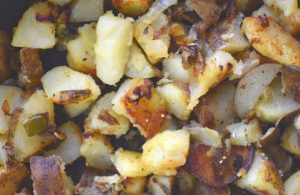 Breakfast Potatoes with Peppers and Onions (also known as skillet potatoes) is the perfect side dish for any time of day.