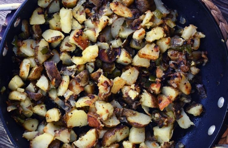 Breakfast Potatoes with Peppers and Onions (also known as skillet potatoes) is the perfect side dish for any time of day.
