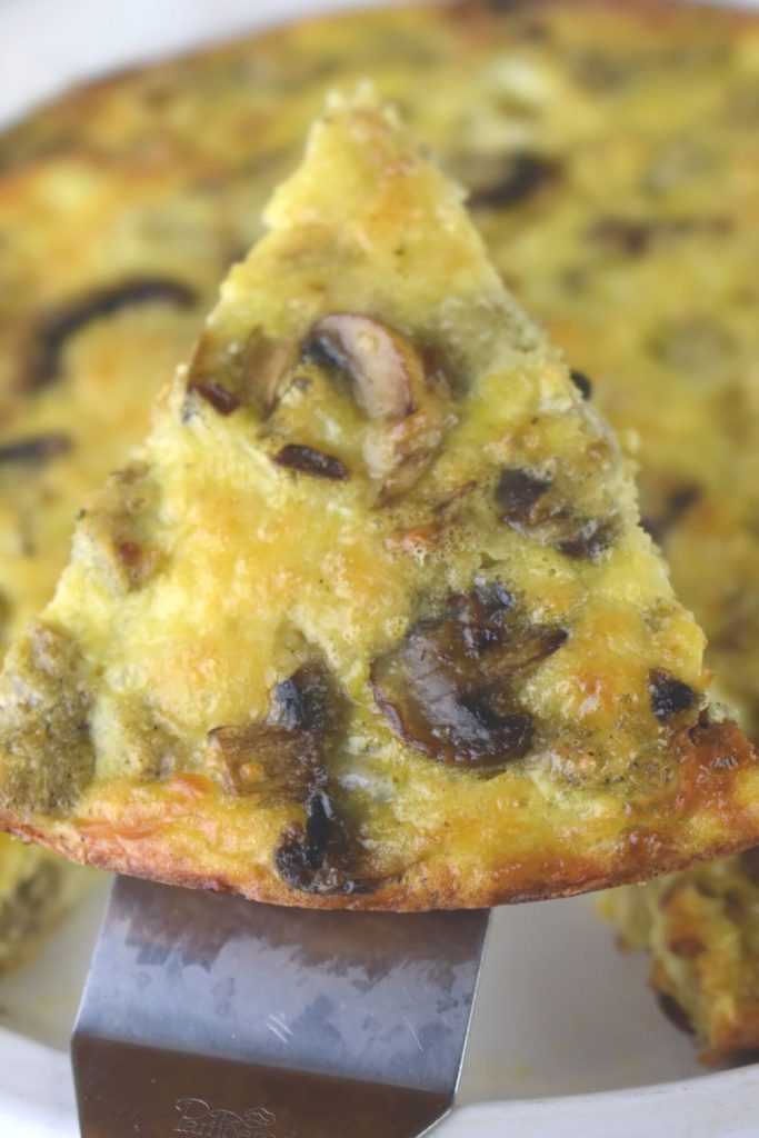 Making a crustless quiche is easy and you can add your favorite ingredients, like mushrooms in this version.