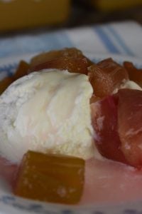 This rhubarb sauce for ice cream can is also perfect for topping cakes, oatmeal, pancakes and more or for adding a tangy twist to savory dishes.