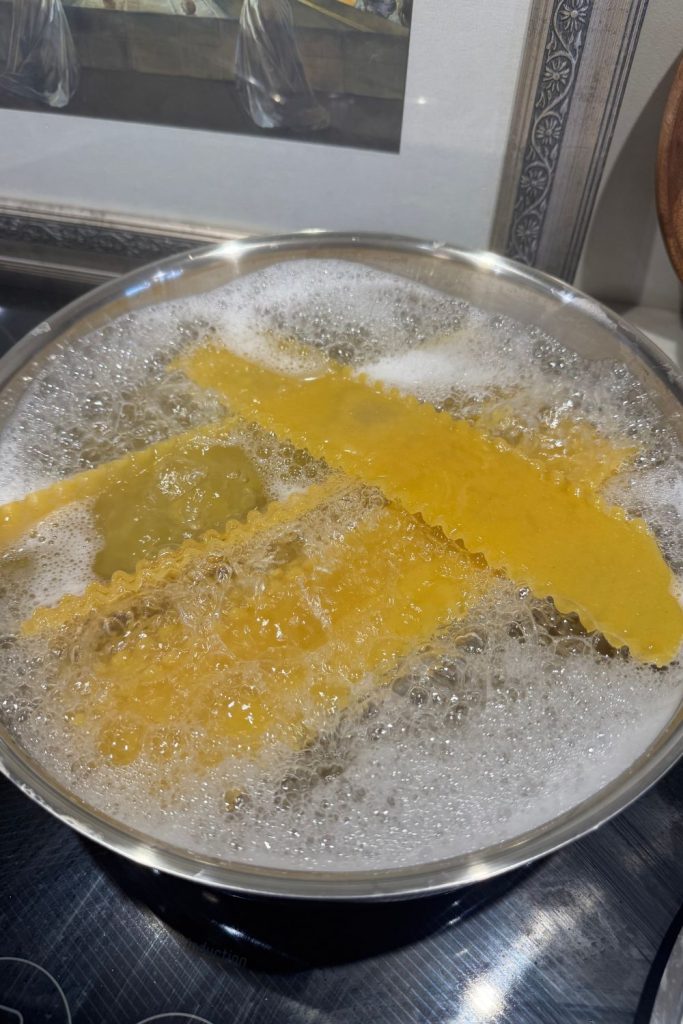 lasagna noodles in boiling water